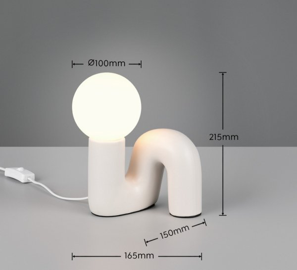 Lampka stołowa nocna szara ceramiczna designerska dekoracyjna na komodę QUINN R56821076 RL