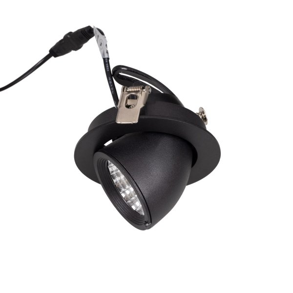 Oprawa wpuszczana w sufit LED minimalistyczna klasyczna okrągła czarna aluminiowa regulowana Rubio H0133 MAXLIGHT 