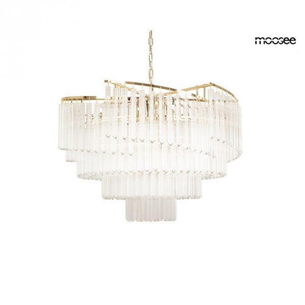 Złota lampa wisząca żyrandol do salonu w stylu glamour kryształowa LUMA 80 MSE1501100569 MOOSEE