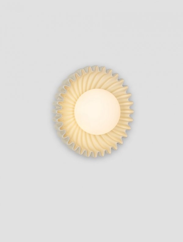 Kinkiet nowoczesny uniwersalny zdobiony kremowy ceramiczny okrągły klosz możliwość ściemniania ALMENDA LE45270 Luces Exclusivas