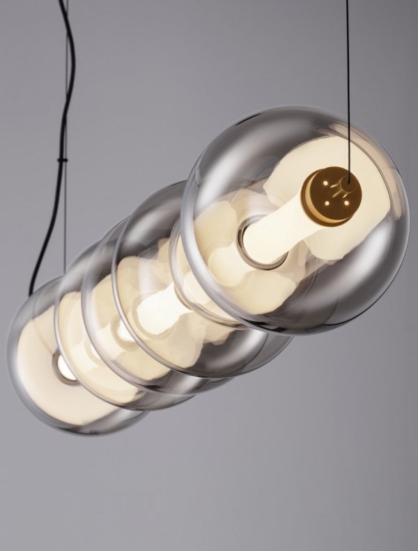Szara owalna lampa wisząca szklana LED 40W 3000K jadalniana nad stół, wyspę LUIS LE44223 Luces Exclusivas