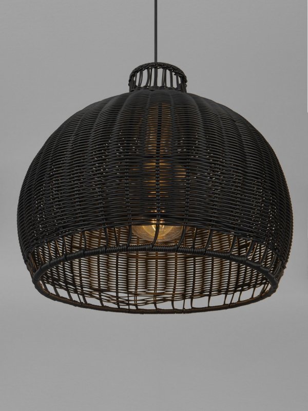 Lampa wisząca czarna boho pleciona okrągła 51cm IP65 minimalistyczna Luces Exclusivas