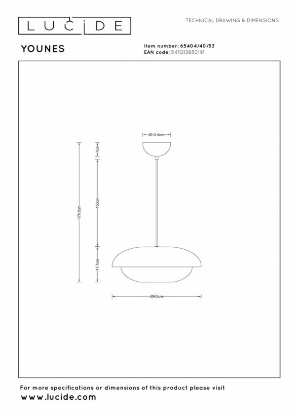 Lampa Sufitowa Wisząca YOUNES Lucide 65404/40/53 – Rustykalny Miedziany Klosz E27