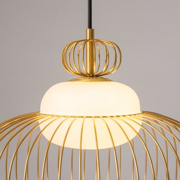 Nowoczesna designerska lampa wisząca owalna metalowa mosiądz Levitation MAYTONI MOD376PL-01G