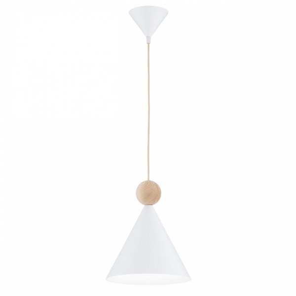 Lampa wisząca stożek ze stali lakierowanej z drewnianym dekorem skandynawska nowoczesna minimalistyczna KEGEL 8629 Argon