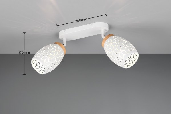 Nowoczesny plafon lampa sufitowa podwójna biała regulowane tuby klasyczna w stylu orientalnym metalowa drewniany dekor BIDAR R81572031 Rl