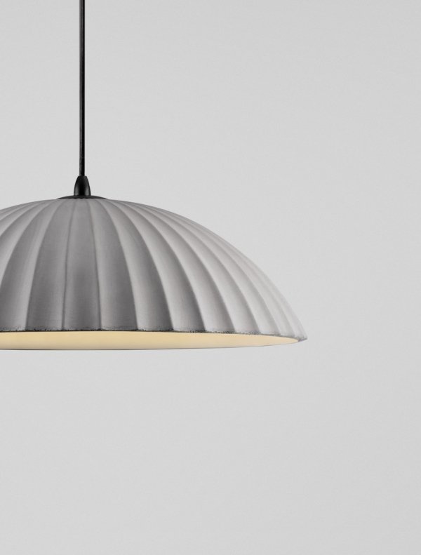 Minimalistyczna lampa wisząca owalna betonowa czarna ozdobne wgłębienia uniwersalna klasyczna możliwość ściemniania GIRONTO LE45303 Luces Exclusivas