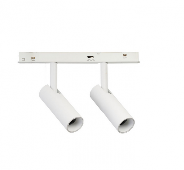Podwójny reflektor regulowany ze zmienną barwą LED biały ściemnialny do systemu szynowego magnetycznego dwufazowego Azzardo ALFA NIKO 2 TRACK MAGNETIC 2LINE 2X7W CCT SWITCH DIMM WH AZ6514