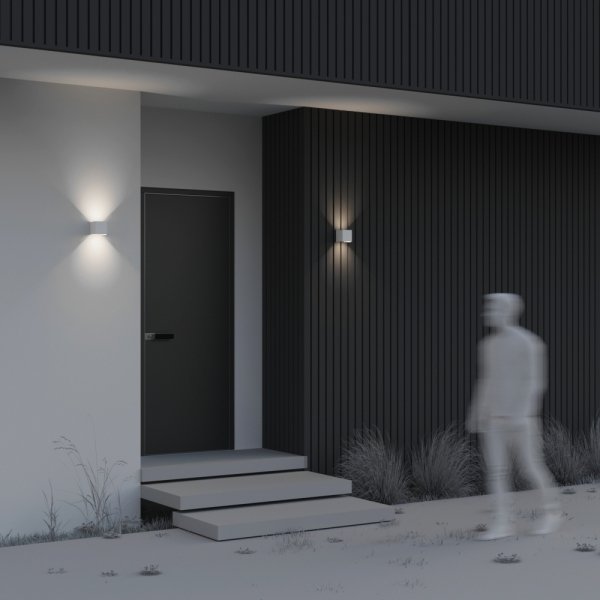 Nowoczesny kinkiet elewacyjny zewnętrzny LED minimalistyczny metalowy biały podświetlający ścianę Fulton MAYTONI O572WL-L6W