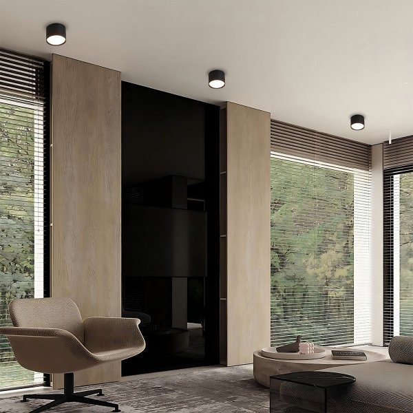 Nowoczesna oprawa sufitowa natynkowa tuba spot sufitowy aluminium czarny KENDAL  LP-6331/1SM L BK Light Prestige