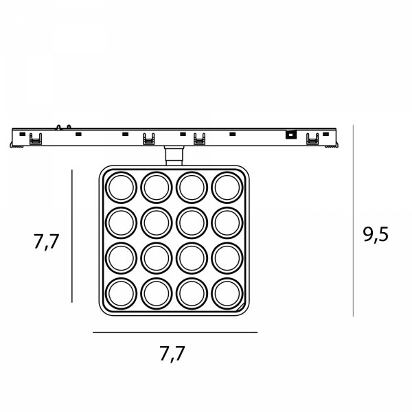  Raster do szynoprzewodu LED czarny kwadrat minimalistyczny nowoczesny On-Off- MICRO11 N0013N MAXLIGHT