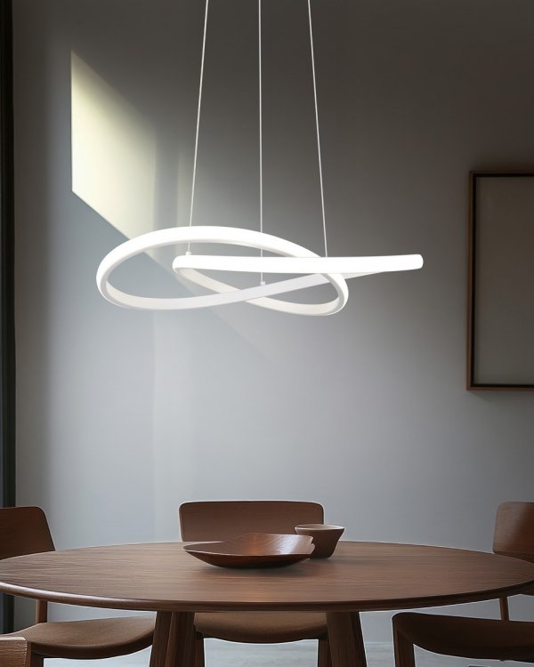 Minimalistyczna lampa wisząca LED biała zawinięty okrąg geometryczna uniwersalna MANSA R33111131 Rl