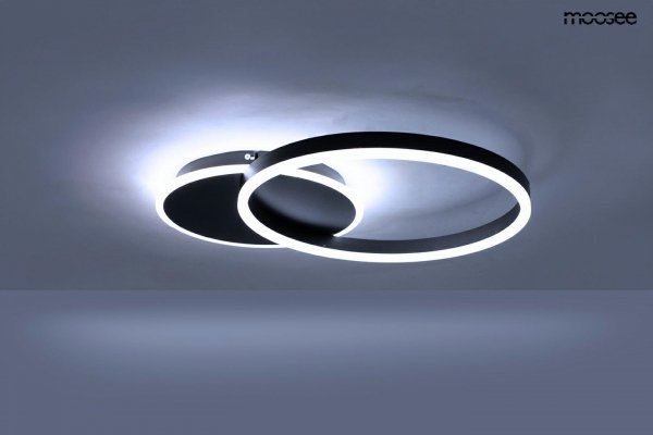 Nowoczesny minimalistyczny plafon sufitowy led  RINGS 2 czarna Moosee na pilota 2500 - 6000 K