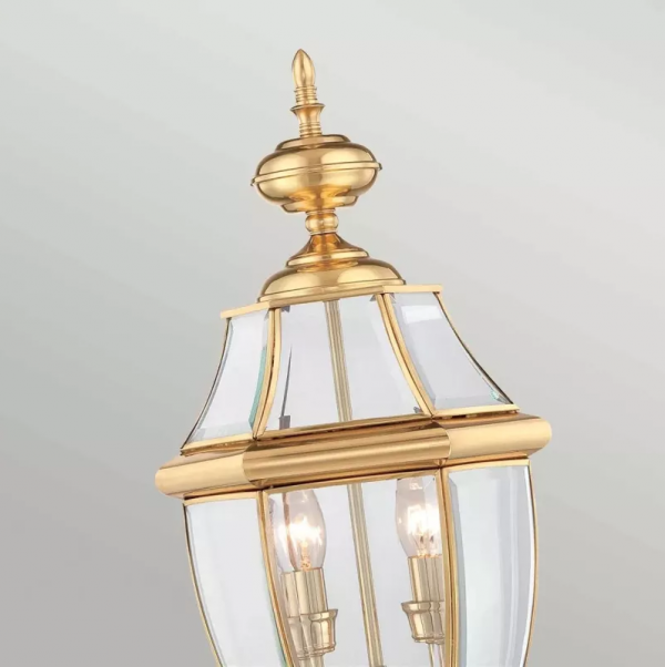 Zewnętrzna lampa stojąca Newbury mosiężna latarnia ogrodowa Elstead Lighting QZ-NEWBURY3-L-PB