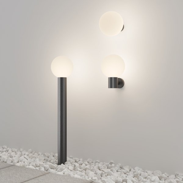 Nowoczesny kinkiet lampa ścienna zewnętrzna na elewację aluminium czarna z kulą Bold MAYTONI O598WL-01B
