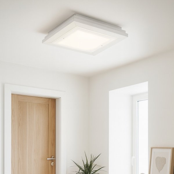 Lampa sufitowa plafon kwadratowy 32cm drewniany klasyczny nowoczesny minimalistyczny biały TABOR 7266 Argon