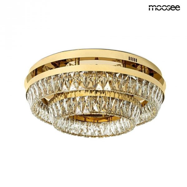  Lampa sufitowa plafon LED w stylu glamour kryształowa okrągła SAVOY 2 złota MSE1501100530 Moosee King Home