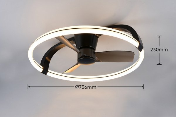 Nowoczesna lampa sufitowa z wiatrakiem LED czarna okrąg klasyczna minimalistyczna ściemnialna na pilota STOCKHOLM R64262132 Rl
