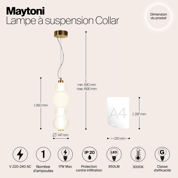 Lampa Wisząca COLLAR P069PL-L17G3K MAYTONI