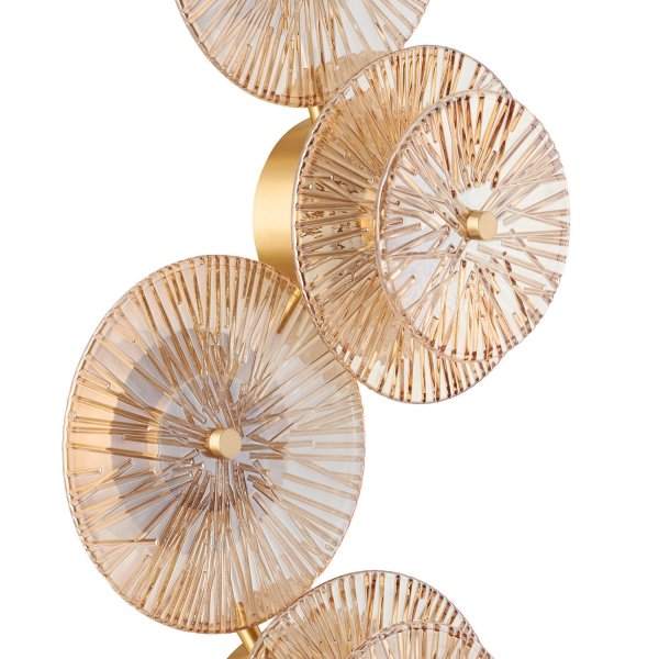 Luxusowy mosiężny kinkiet ścienny szklane bursztynowe klosze LUXIO-4 LED ST-3315-4 copper Step Into Design