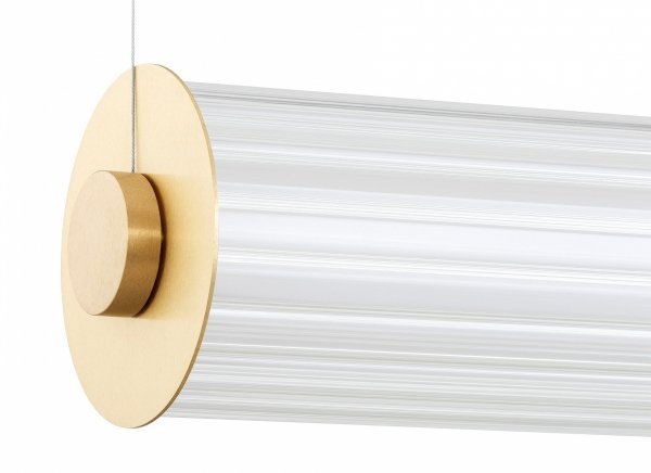 Efektowna lampa wisząca z ryflowanego transparentnego szkła tuba 80 cm złote elementy z mosiądzu LED HAMPTON 8627 Argon