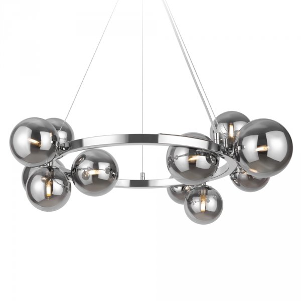 Nowoczesna molekularna lampa wisząca ring szklane przydymione kule chrom regulacja wysokości Dallas MAYTONI MOD545PL-11CH