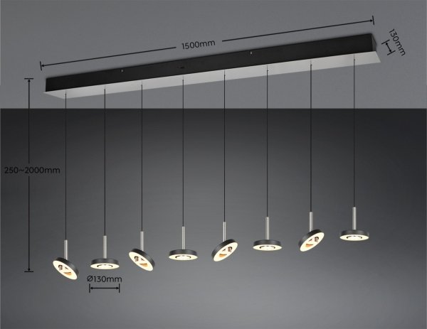 Lampa wisząca LED okrągła wielopunktowa designerska nowoczesna ściemnialna GUANO 334410807 Trio