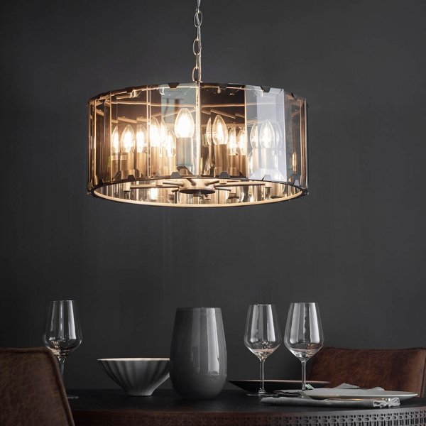Szklana Lampa Wisząca Dymiony Klosz CLOONEY 61294 ENDON