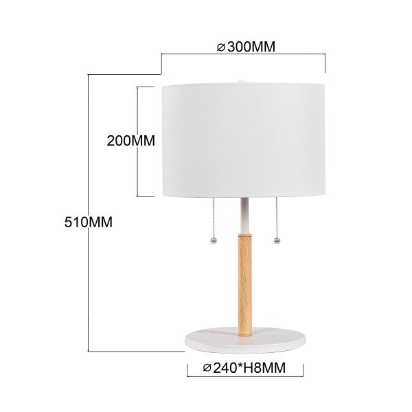 Klasyczna Lampka Stołowa Biała Drewniane Elementy FOGO LP-0304/2T WH LIGHT PRESTIGE