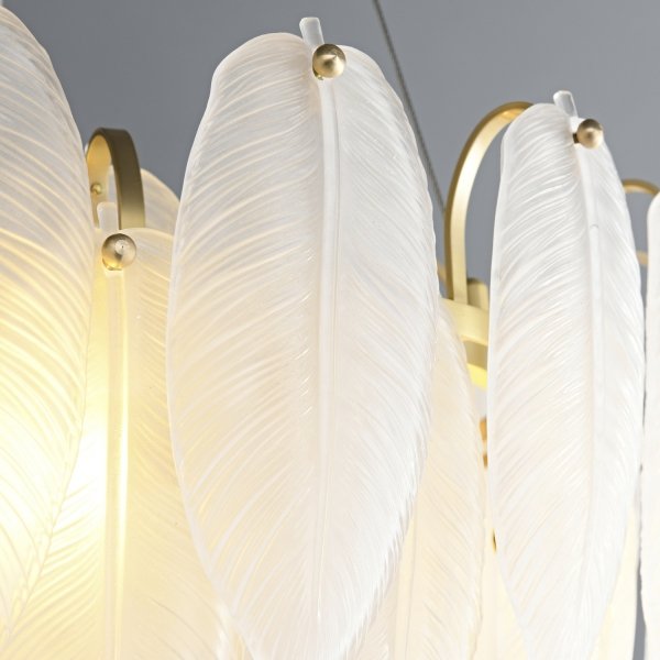 Dekoracyjna nowoczesna biała lampa wisząca szklane listki 8 źródeł światła okrągła designerska boho PIUMA ST-6289-6 Step Into Design