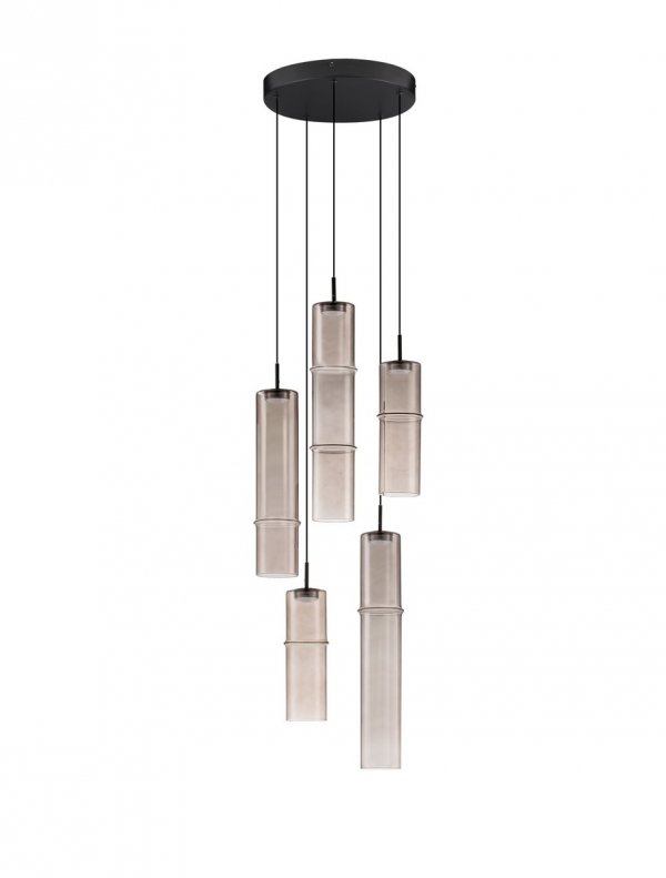 Minimalistyczna lampa wisząca LED szklana tuba kolor mokka uniwersalna klasyczna możliwość ściemniania SARTANO LE45164 Luces Exclusivas