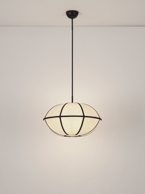 Lampa wisząca lniany abażur owalny retro nowoczesna klasyczna dekoracyjna do sypialni salonu Luces Exclusivas