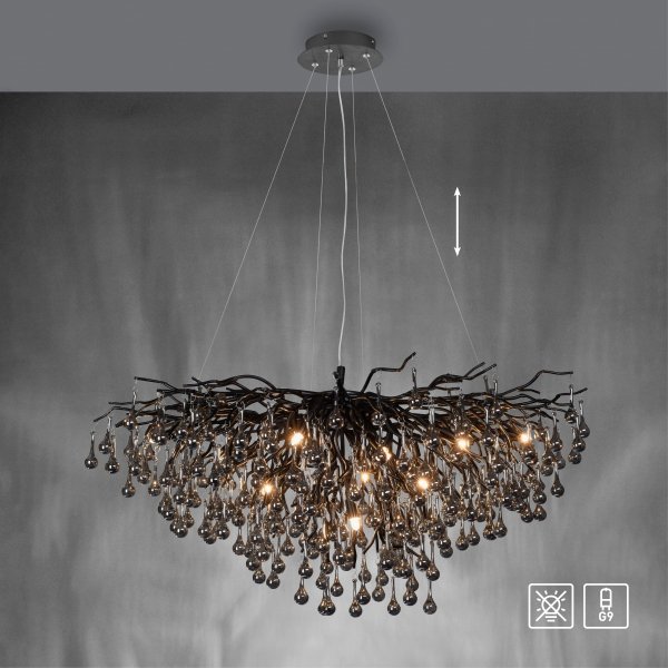 Lampa Wisząca ICICLE 2192-18 Zuma Line Czarny | Nowoczesny Żyrandol 11xG9