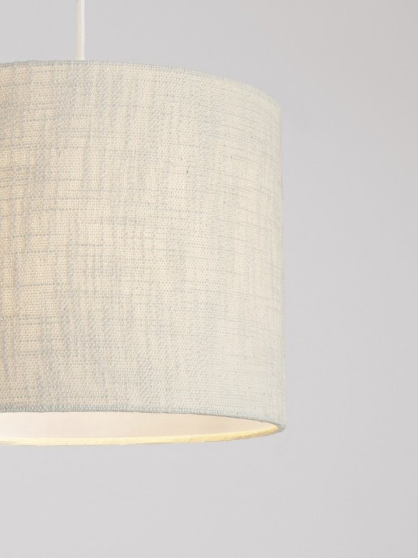 Lampa wisząca biała lniany abażur okrągły 30cm uniwersalna minimalistyczna dekoracyjna Luces Exclusivas