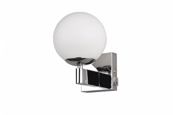 Nowoczesny Kinkiet Do Łazienki W Kolorze Chrom Z Włącznikiem IP44 Szklany Klosz KULA 284270106 TRIO