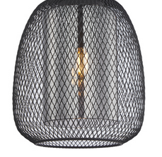 Dekoracyjna Lampa Wisząca w Stylu Loft Czarna Siateczka Szklany Dymiony Klosz AMIRIA PND-28612-BK-SG ITALUX