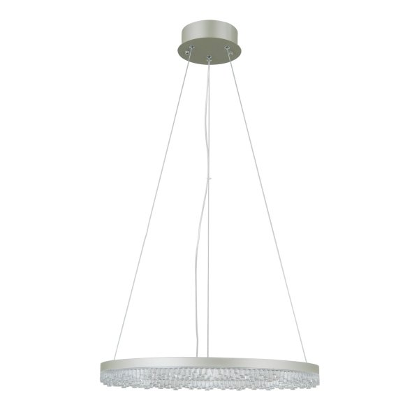 Lampa wisząca okrąg z kryształkami 50cm LED srebrny dekoracyjna w nowoczesnym stylu zmiana barwy światła Barlo PND-34526-M-SILV Italux