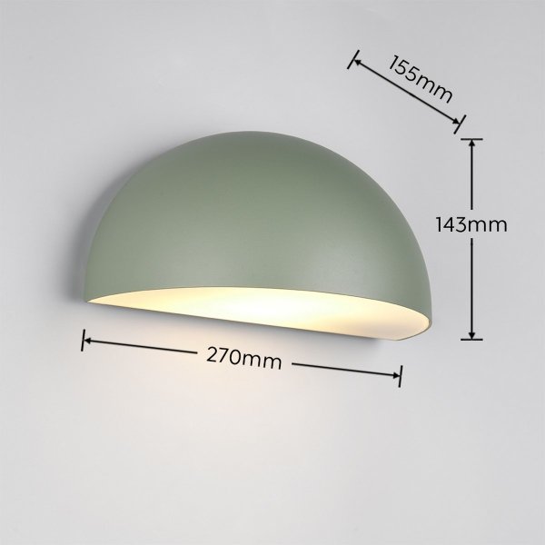 Kinkiet zewnętrzny zielony aluminiowy półokrągły klosz minimalistyczny klasyczny uniwersalny MAAS IP44 262460115 Trio