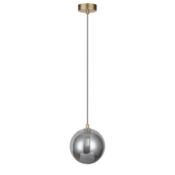 Złota molekularna lampa wisząca szklany klosz w kolorze dymiony chrom 15cm BUBBLES 1 SMOKY AZ5954 + AZ5885 Azzardo 