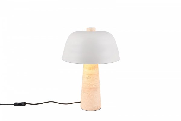 Lampa stołowa nocna trawertyn biały klosz minimalistyczna art deco TIMBA 567800276 TRIO SELECT