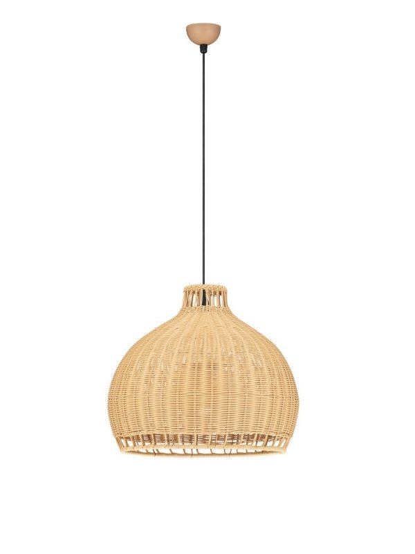 Lampa wisząca beżowa boho pleciona okrągła 51cm IP65 minimalistyczna Luces Exclusivas
