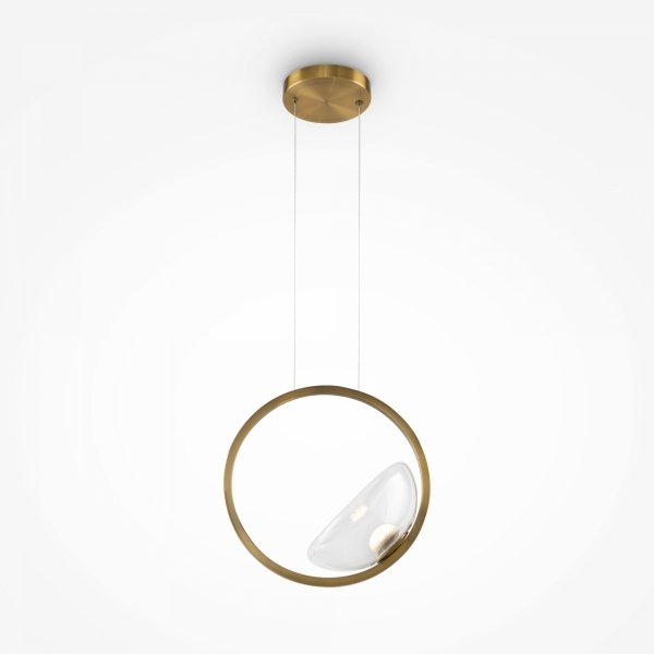 Lampa Wisząca Mosiężny Okrąg Szklany Klosz LUNARE MOD327PL-L5BS3K MAYTONI