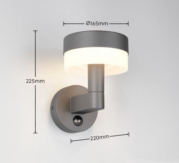 Kinkiet zewnętrzny LED kolor antracyt aluminiowy designerski minimalistyczny klasyczny uniwersalny czujnik ruchu MACKENZIE IP54 230569142 Trio