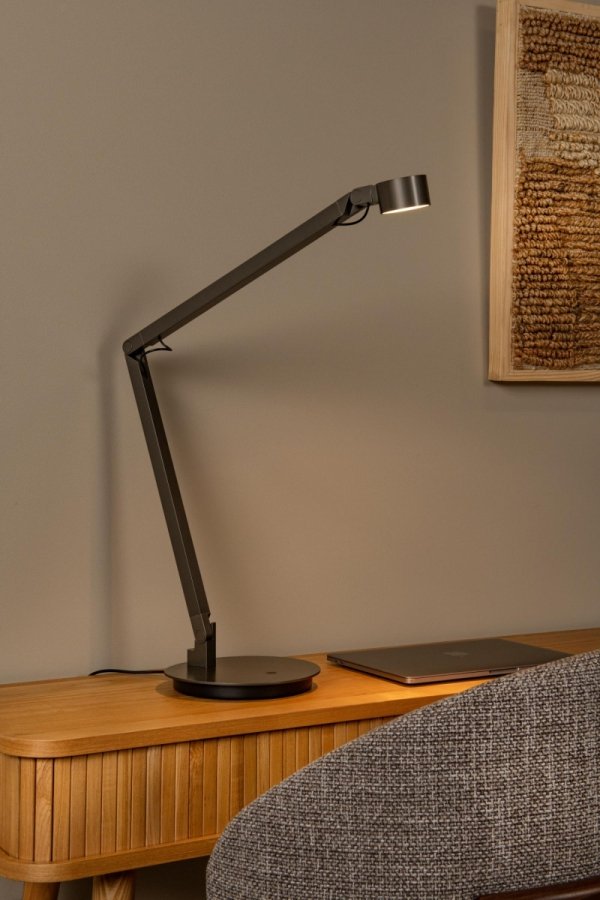 Lampa stołowa biurkowa LED szara przenośna minimalistyczna uniwersalna możliwość ściemniania OGDEN 56505/06/15 LUCIDE