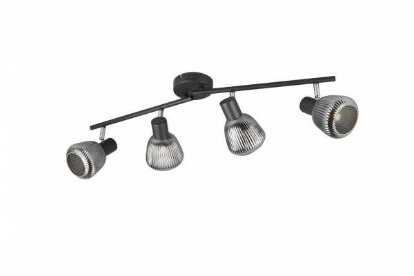 Dekoracyjna oprawa sufitowa czarny plafon szklane ryflowane klosze TARIFA 862800432 TRIO