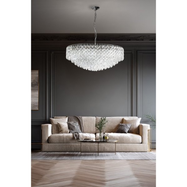Dekoracyjna lampa wisząca kryształowa w kolorze chrom okrągły żyrandol do salonu w stylu glamour BURANO 100 AZ6907 Azzardo