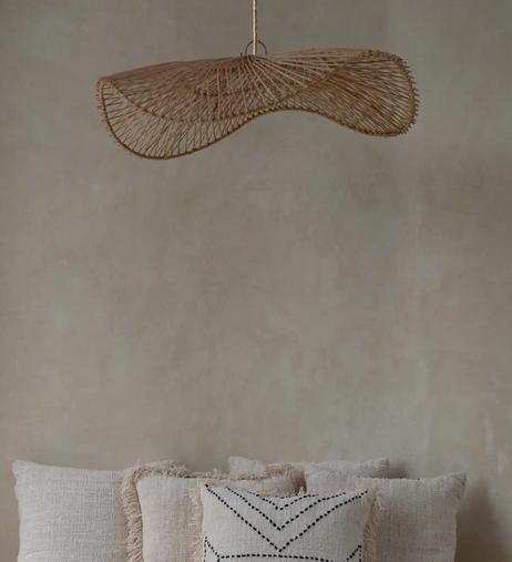 Rattanowy Klosz Do Lampy Wiszącej w Stylu Boho Naturalna CHAPEAU BAYU015N-L-75x20 BAZAR BIZAR