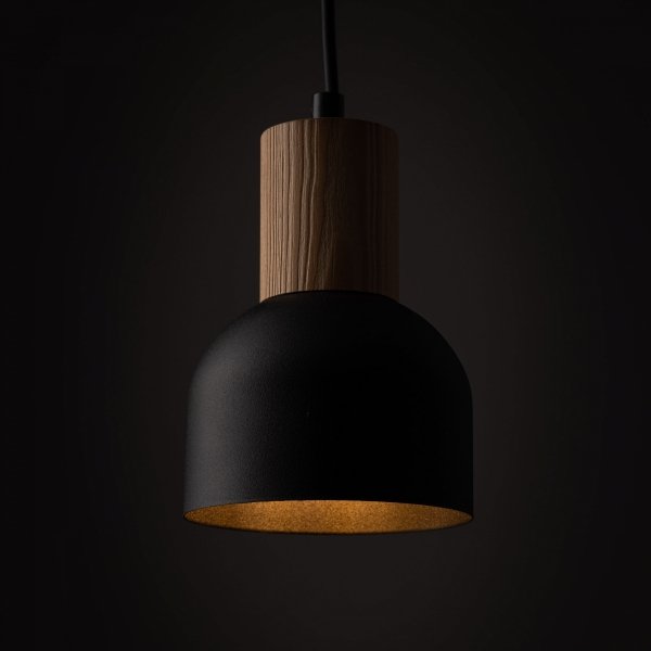 Rustykalna lampa wisząca czarna z elementem drewnianym CAIRO 4894 TK-Lighting pojedyncza nowoczesna minimalistyczna