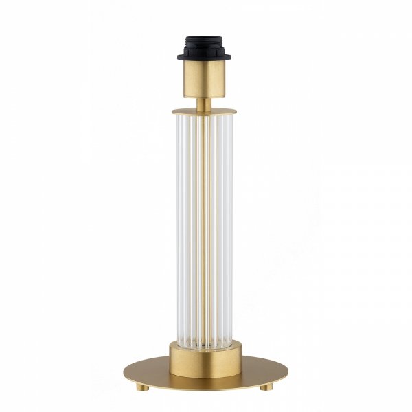 Minimalistyczna lampa stołowa lampka nocna transparentne ryflowane szkło biały abażur satyna mosiądz szczotkowany HAMPTON 8540 Argon