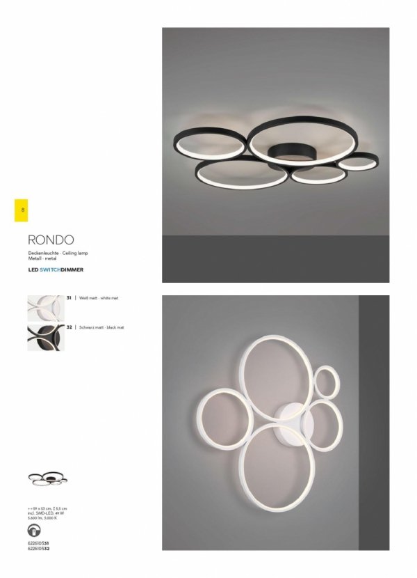 Nowoczesny plafon lampa sufitowa LED biała metalowa designerska minimalistyczna koła RONDO 622610531 Trio